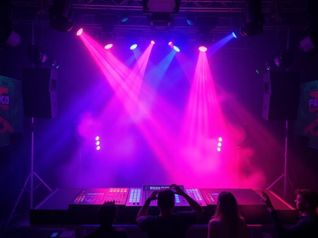DJ tehnika un disco gaismas