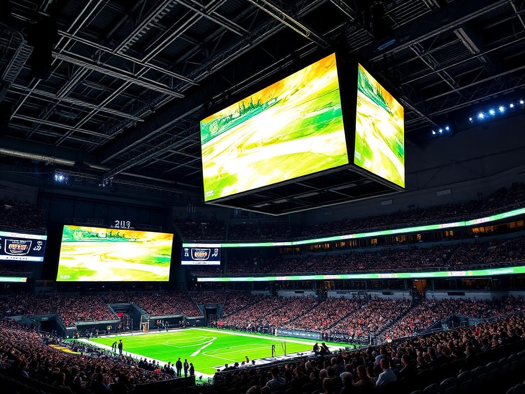 LED ekrāns un projekcija sporta pasākumā